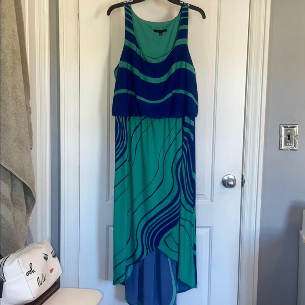 Tiana B. Blue and Green High Low Dress